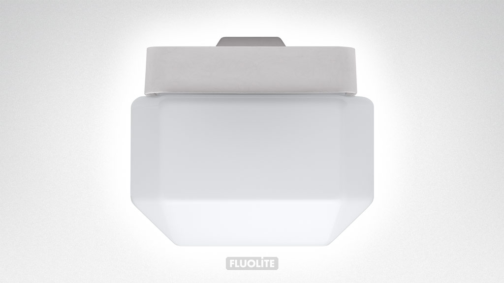 Zeitloses Design durch abgeschrägte Kanten: Opal transluzente Acrylglas-Wanne, außen glatt im geradlinigem Design.